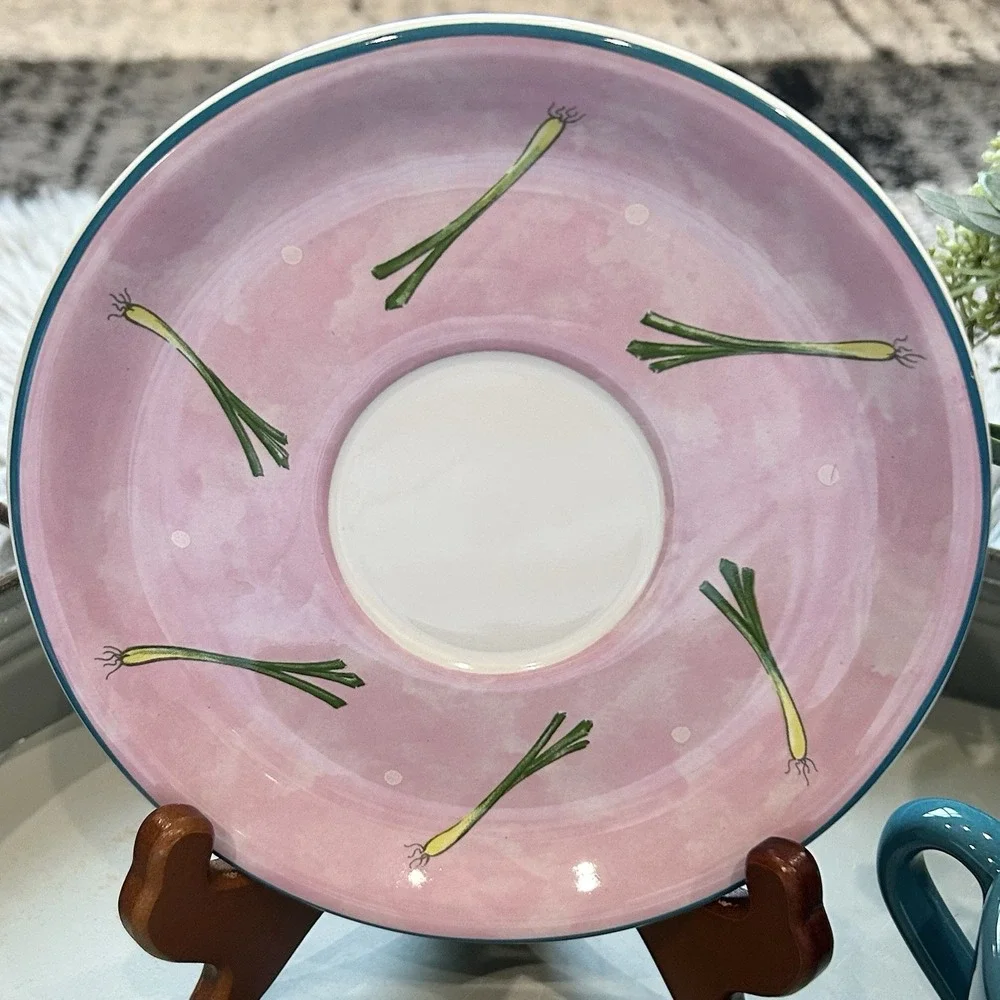 Bois D'Arc Tutti Fruitti by Essex Collection Cup & Saucer Set- Scallions Design